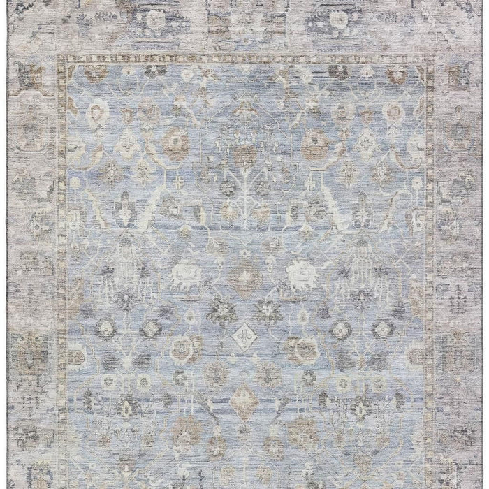 10' X 14' Oriental Washable Area Rug With UV Protection (700919) - Sky Blue / Ivory