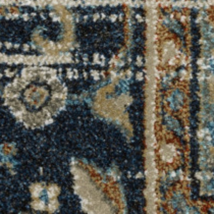 10' x 13' Oriental Power Loom Stain Resistant Area Rug - Beige Blue Green Rust And Gray