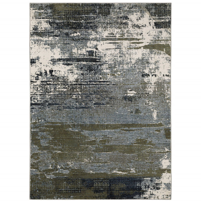 10' x 13' Abstract Power Loom Area Rug - Blue And Green