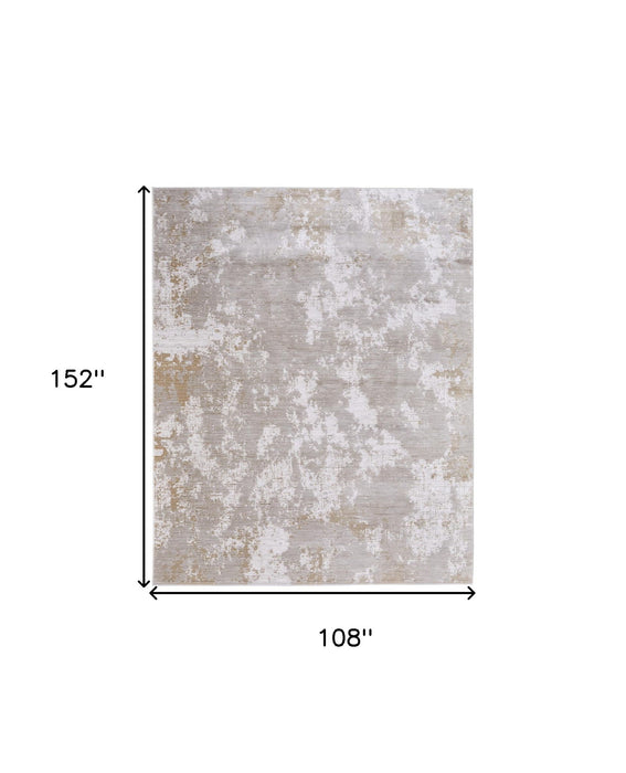 9' x 13' Abstract Power Loom Area Rug - Gray Brown And Ivory