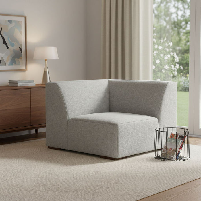 38" Fabric Modular Sofa With Brown Legs - Gray