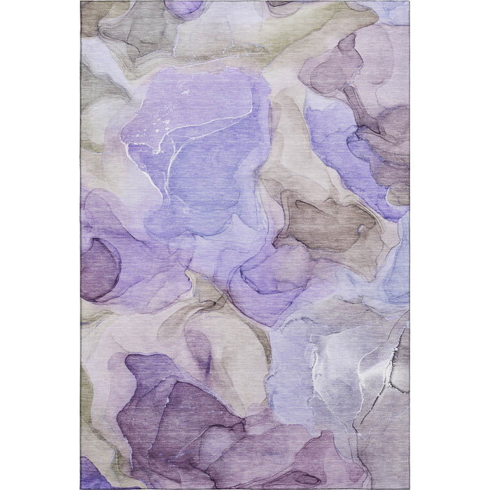 10' X 14' Abstract Washable Area Rug With UV Protection (646740) - Purple / Gray