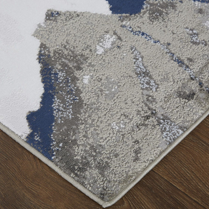 8' x 11' Abstract Area Rug - Blue Gray And White