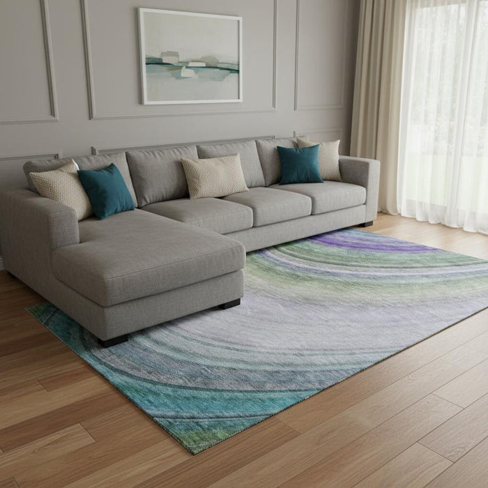 10' X 14' Ombre Washable Area Rug With UV Protection (650320) - Teal / Purple / Green