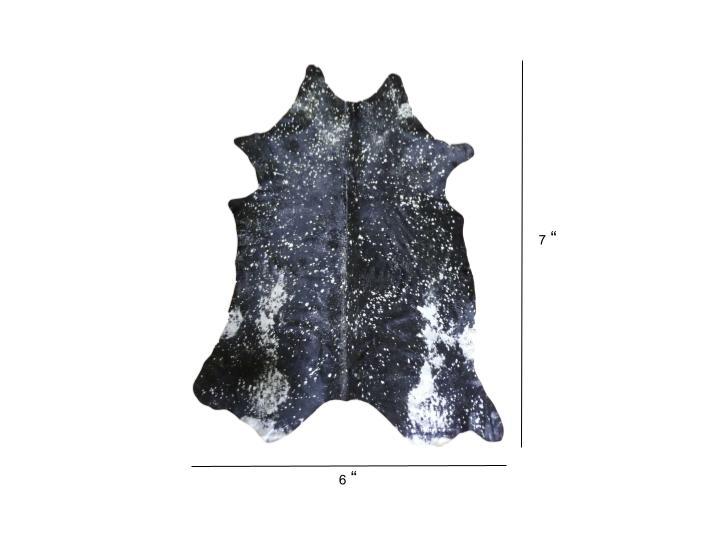 6' Devore On Black Stenciled Cowhide Rug - Silver