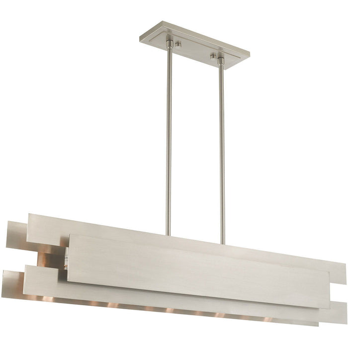 Five Light Dimmable Chandelier With Shades - Nickel