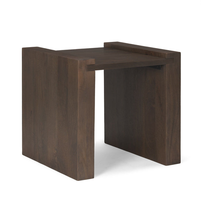 Solid Wood Square Sled End Table - Dark Brown