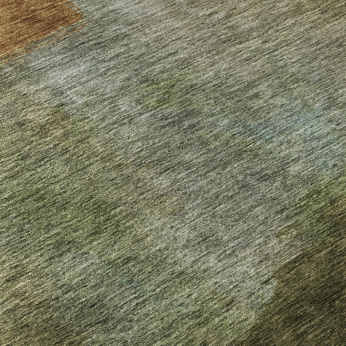 10' X 14' Abstract Washable Area Rug With UV Protection (684286) - Green / Ivory / Brown