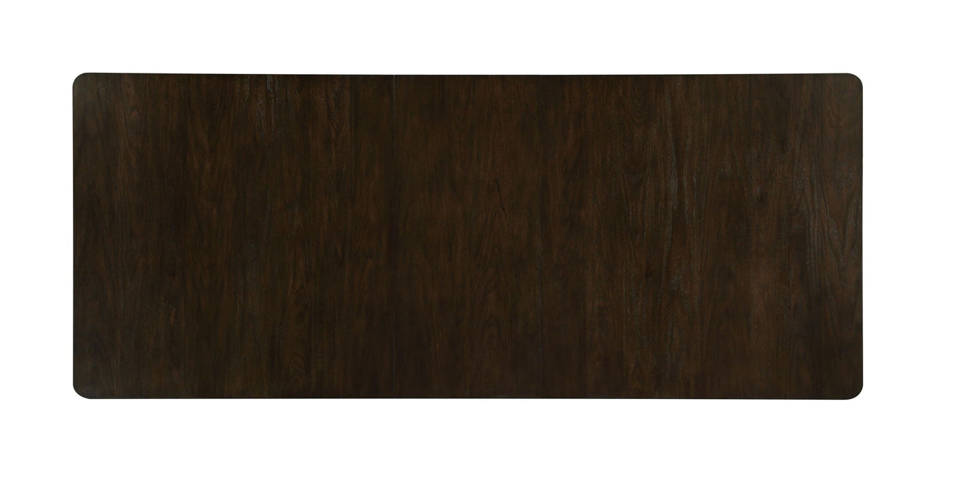 Wood Removable Leaf Double Pedestal Base Extendable Dining Table - Walnut / White