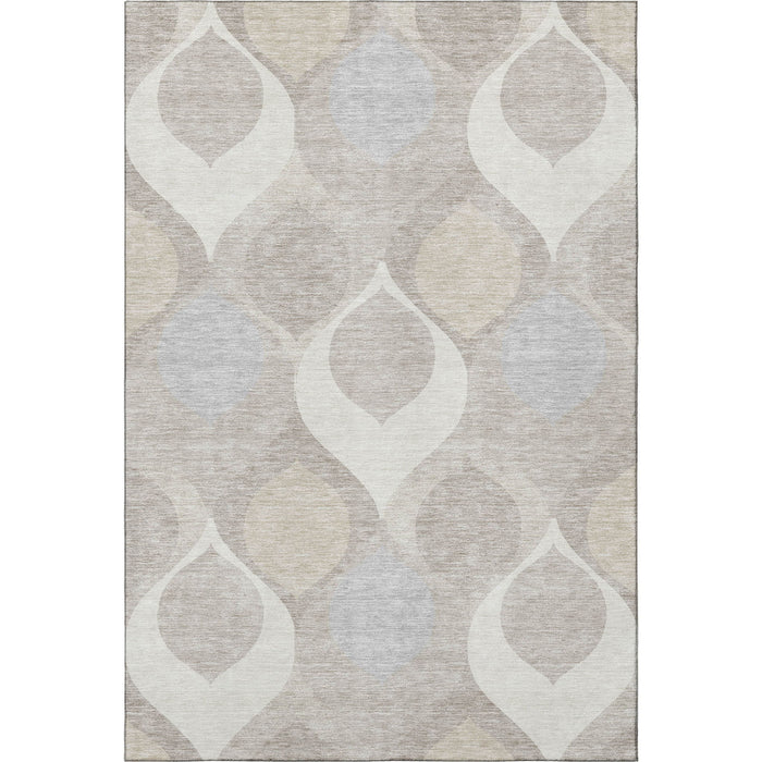 8' X 10' Ogee Washable Area Rug With UV Protection - Ivory