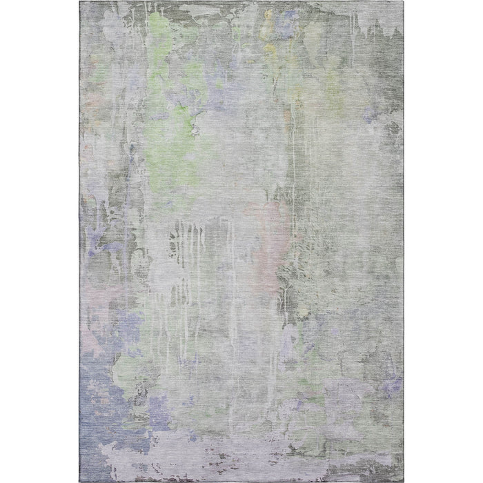 10' X 14' Abstract Washable Area Rug With UV Protection (692130) - Artichoke Green / Gray / Purple