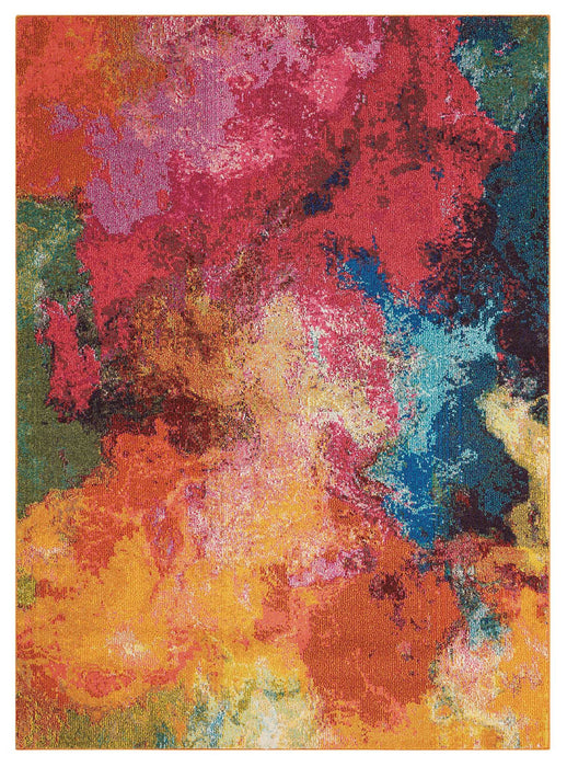 8' X 11' Abstract Non Skid Area Rug - Navy Blue
