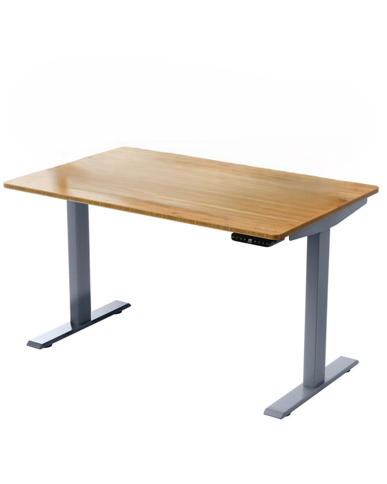 30" x 48" Adjustable Stainless Steel Computer Desk - Light Brown And Gray
