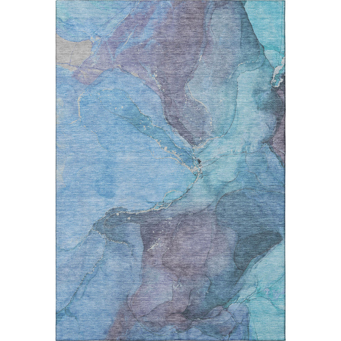 10' X 14' Abstract Washable Area Rug With UV Protection (701177) - Blue / Gray