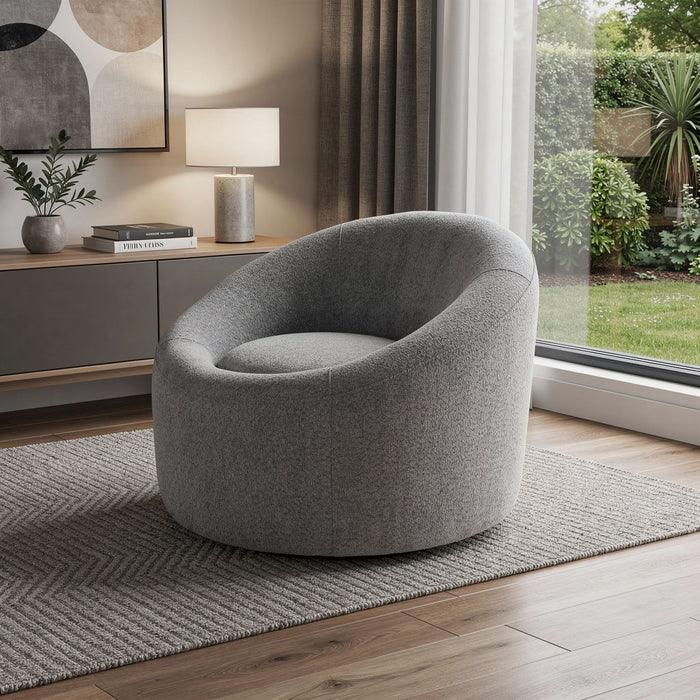 Boucle Metal Swivel Lounge Chair - Gray