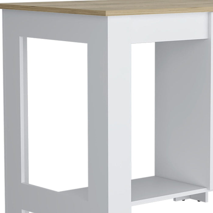 Wood Kitchen Island Pantry Cabinet (Set of 2) - Beige / White