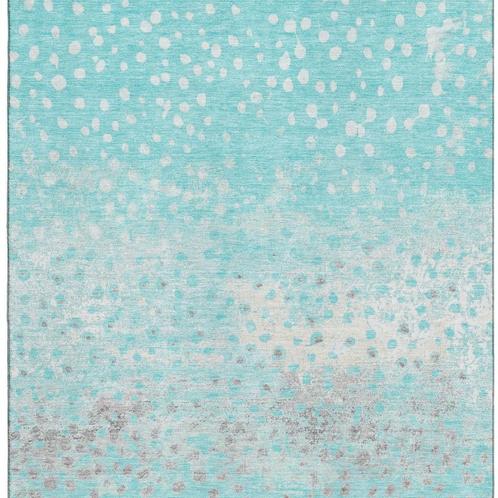 10' X 14' Polka Dot Washable Area Rug With UV Protection (693240) - Aqua / Gray / Ivory