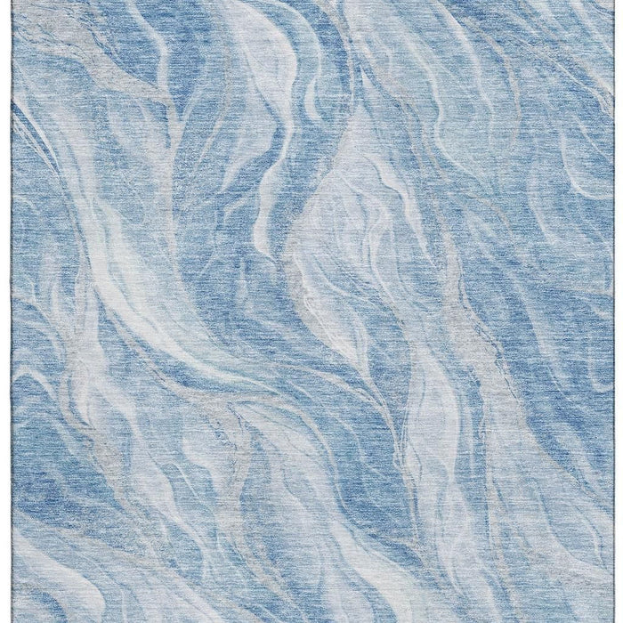 10' X 14' Abstract Washable Area Rug With UV Protection (657581) - Blue / Ivory