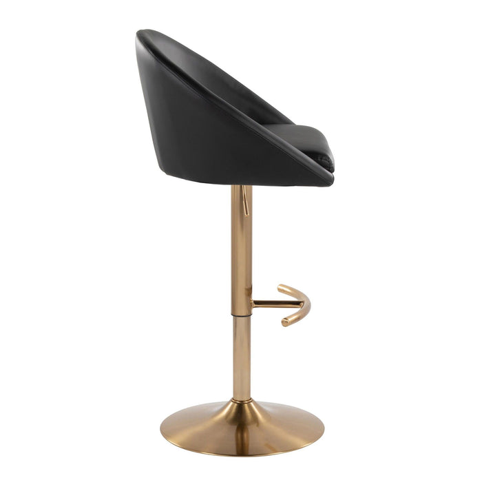 Matisse - Highback Adjustable Barstool With Rounded T Footrest (Set of 2) - Gold Metal