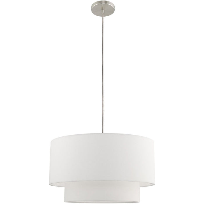 15" Dimmable Chandelier With Shades - Nickel