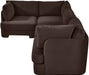 Meridian Furniture Hammond velvet performance fabric sectional sofa with four upholstered stationary sections, modern and plush design.