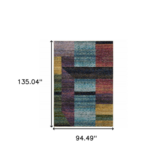 8' x 11' Geometric Power Loom Area Rug - Purple And Red