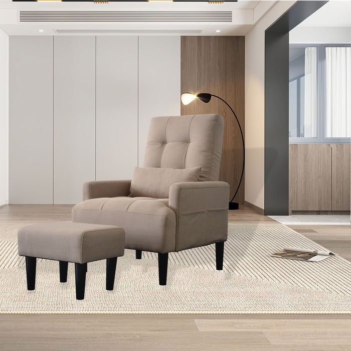 Giga living room sofa single chair with ottoman, fabric lounge chair and bed, adjustable to 5 angles, modern multi-function design