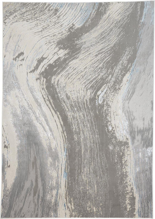 8' x 11' Abstract Power Loom Area Rug - Blue And Gray