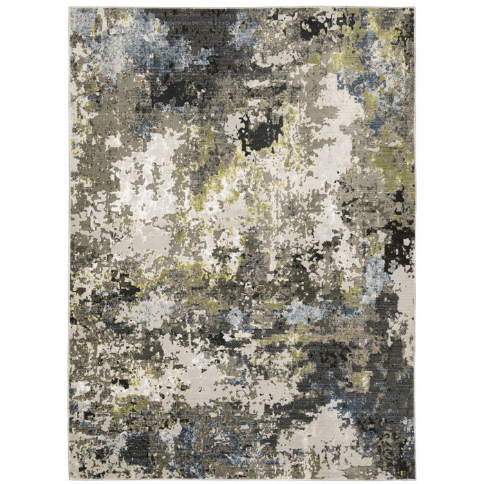 10' x 13' Abstract Power Loom Stain Resistant Area Rug - Gray Green Gold Blue And Beige