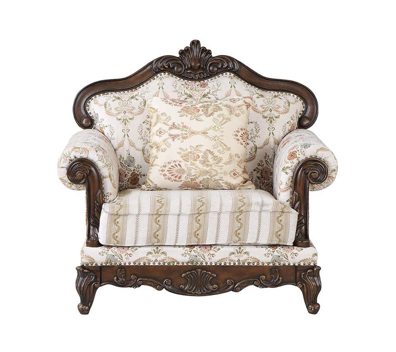 Nayla - Chair - Pattern Fabric & Walnut Finish