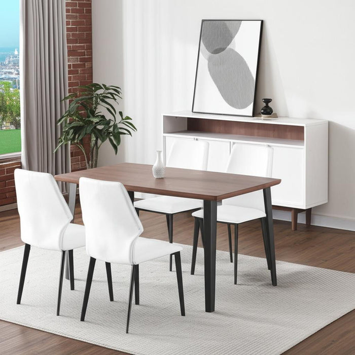 Upholstered Faux Leather Dining Side Chairs (Set of 4) - White / Black