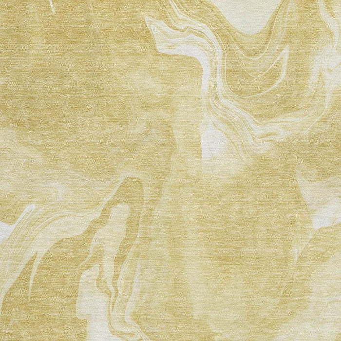 8' X 10' Abstract Washable Area Rug With UV Protection - Gold And Ivory