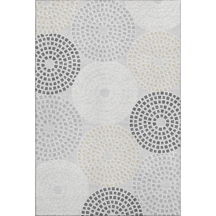 10' X 14' Geometric Washable Area Rug With UV Protection (670117) - Gray / Charcoal / Silver