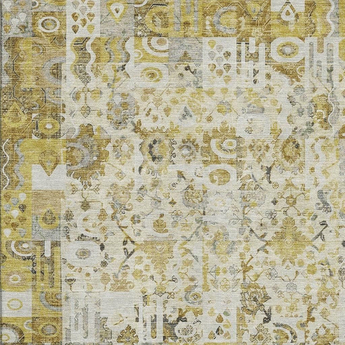 10' X 14' Patchwork Washable Area Rug With UV Protection (717767) - Gold / Ivory