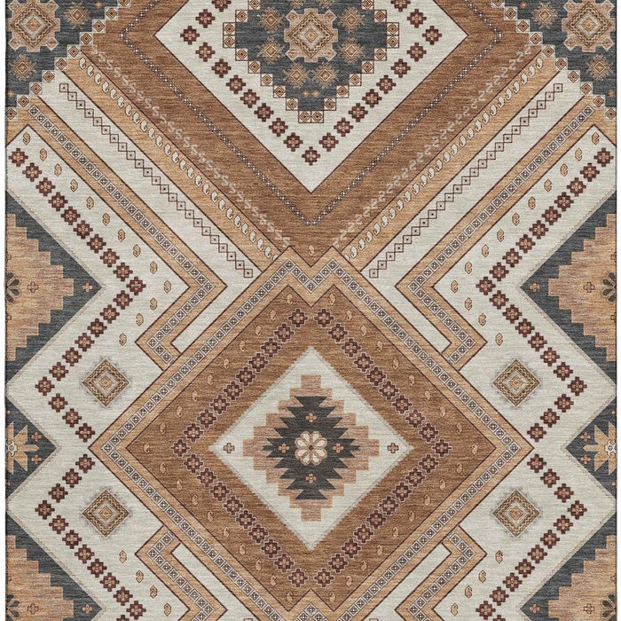 10' X 14' Tribal Washable Area Rug With UV Protection (679270) - Copper / Beige / Gray