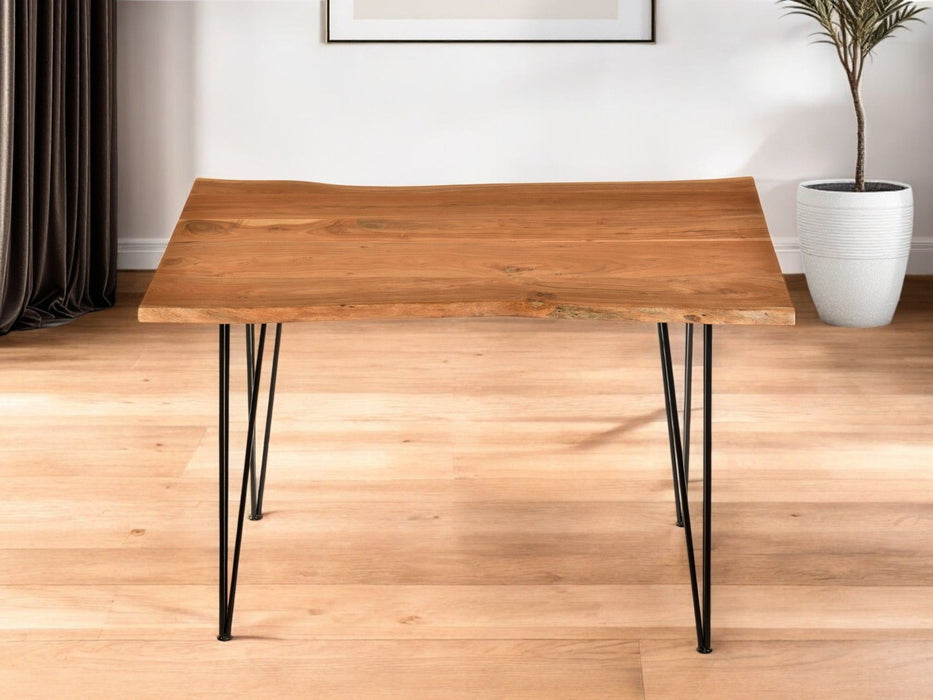 48" Solid Wood And Iron Dining Table - Brown