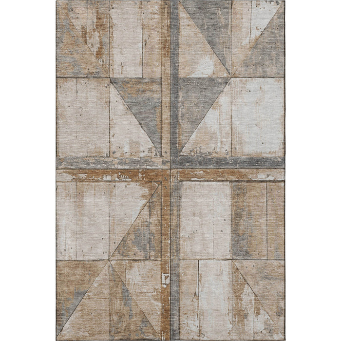 10' X 14' Geometric Washable Area Rug With UV Protection (706499) - Copper / Gray