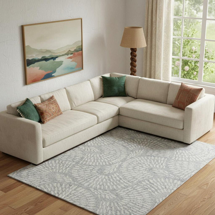 10' X 14' Wool Floral Hand Tufted Area Rug (722345) - Blue / Ivory