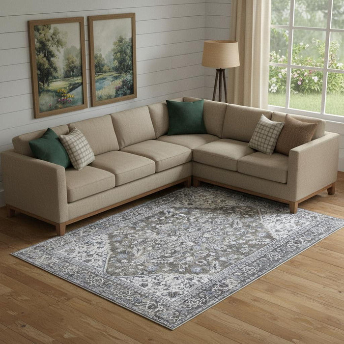 10' X 14' Floral Distressed Area Rug (573758) - Green