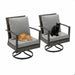 Set of two Giga swivel rocker patio chairs with gray cushions, all-weather outdoor chair set for comfortable patio seating