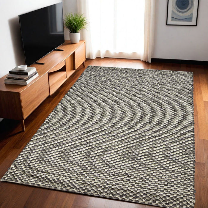 5' x 8' Wool Floral Hand Woven Area Rug - Gray And Ivory