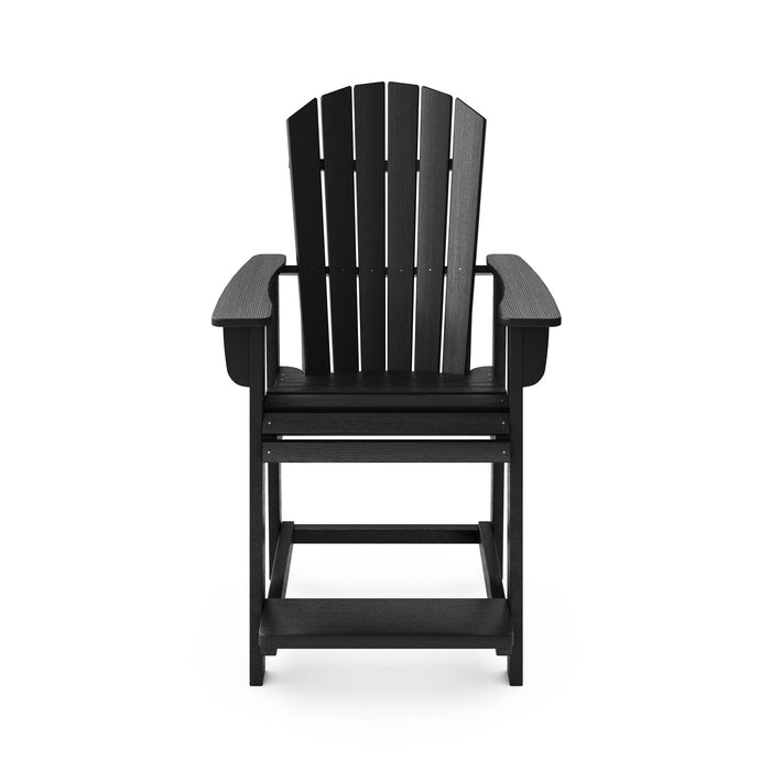 Giga Adirondack style counter chair made of durable HDPE poly lumber, perfect for dining, patio, and garden seating.