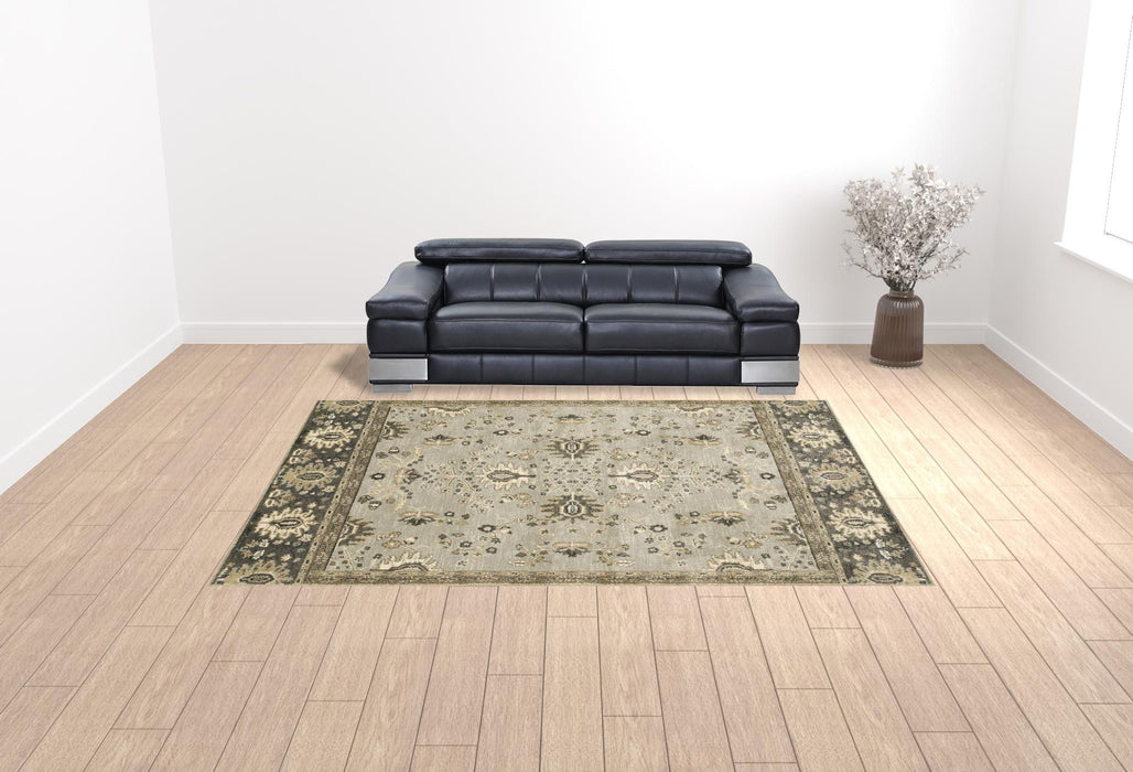 10' x 13' Oriental Power Loom Stain Resistant Area Rug - Gray Brown Tan And Beige