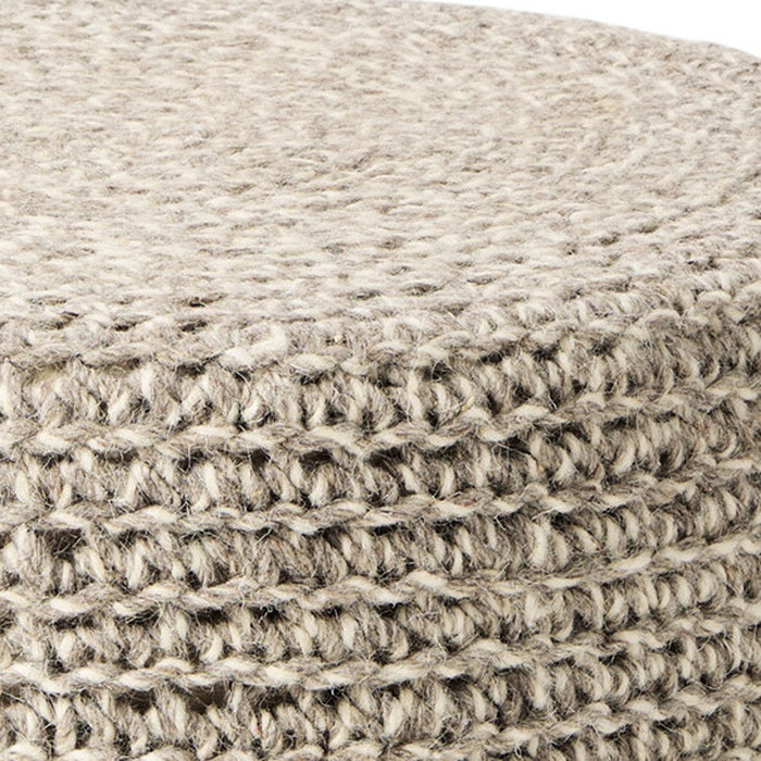 Wool Round Footstool - Gray / Brown