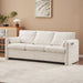 Giga ivory white modern 3-seater chenille sofa with plush cushions, deep seat, perfect for living room, family room, or home theater.