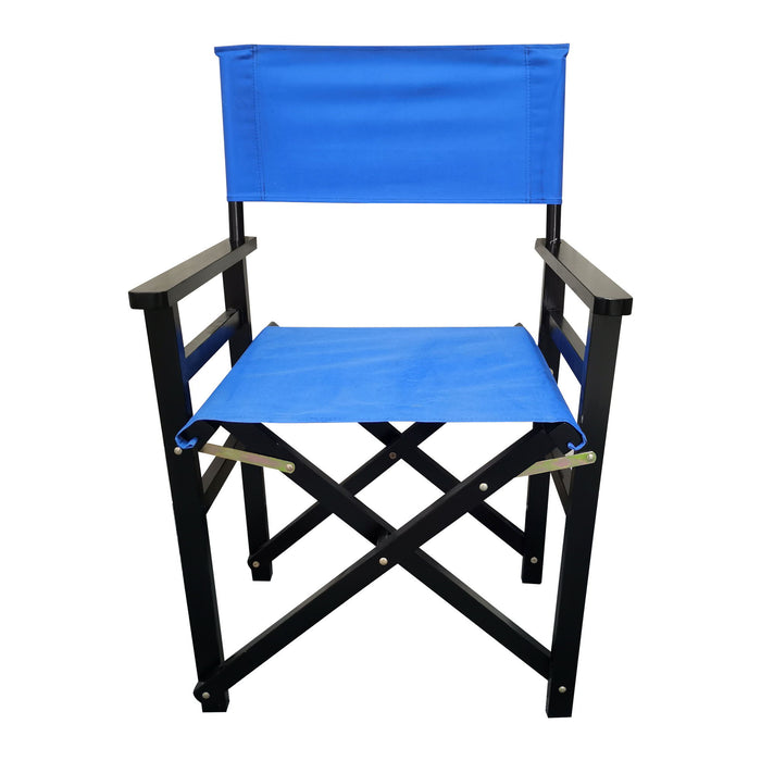 Set of 2 Giga blue wooden director folding chairs with canvas seats, perfect for indoor and outdoor seating.