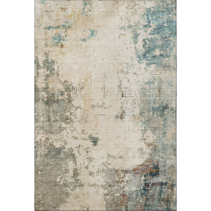 10' X 14' Abstract Washable Area Rug With UV Protection (714871) - Ivory / Teal