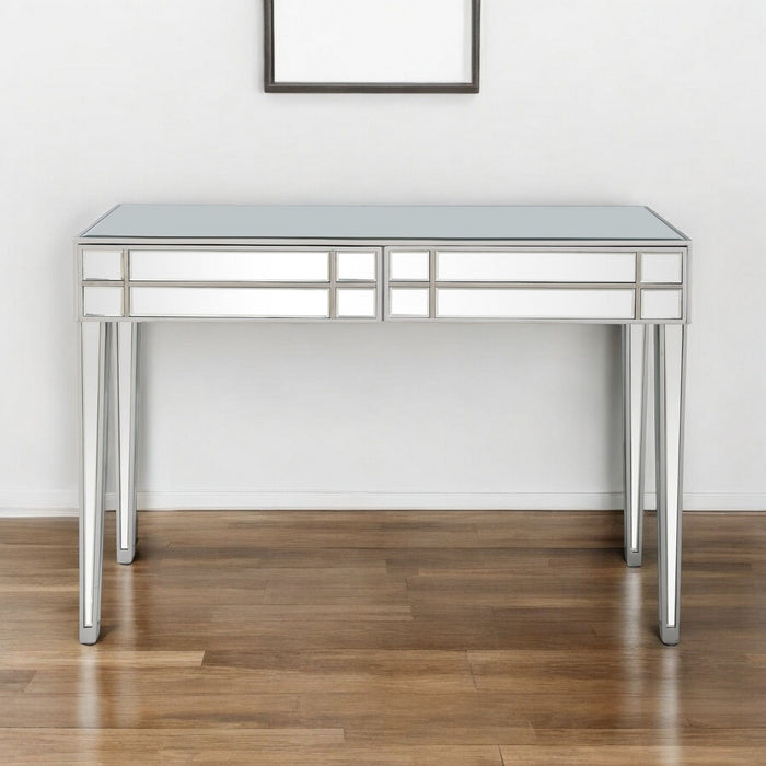 Mirrored Glass Console Table - Silver