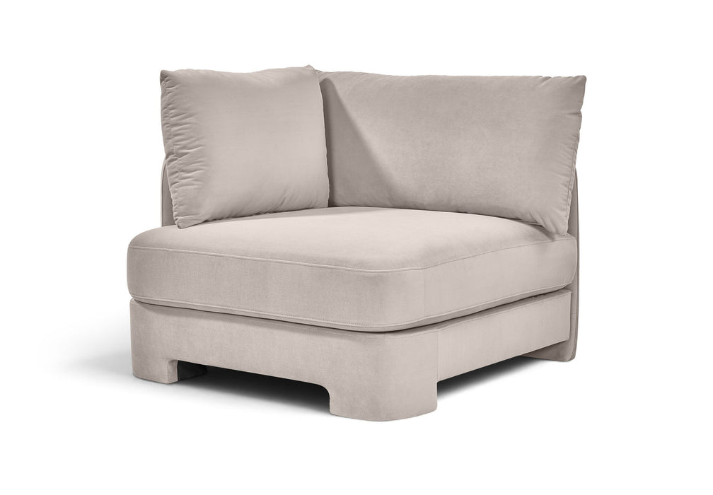 Velvet upholstered stationary chair by Meridian Furniture featuring plush fabric and a modern design.