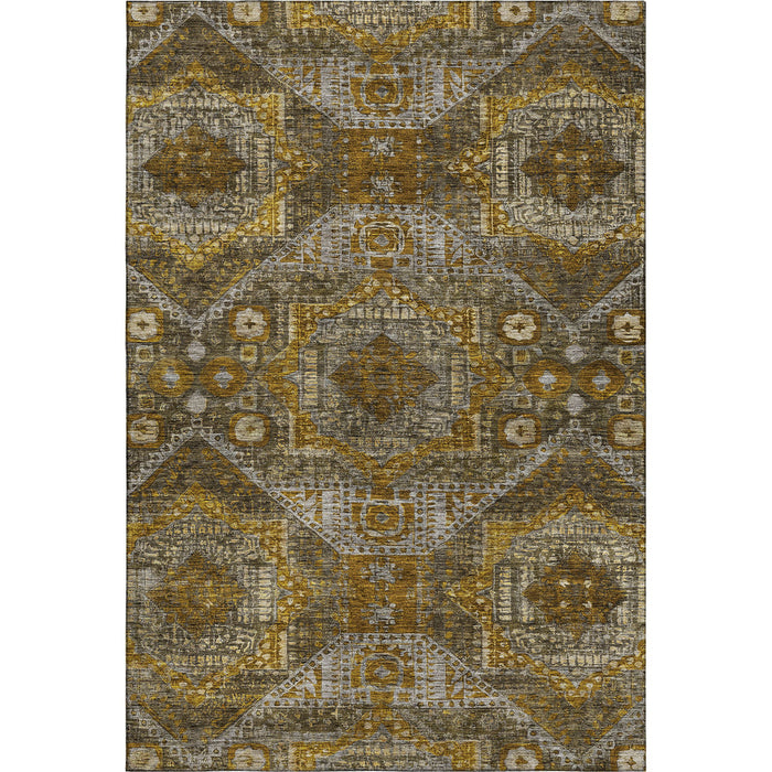 10' X 14' Abstract Geometric Washable Area Rug With UV Protection (708367) - Brown / Gold / Beige